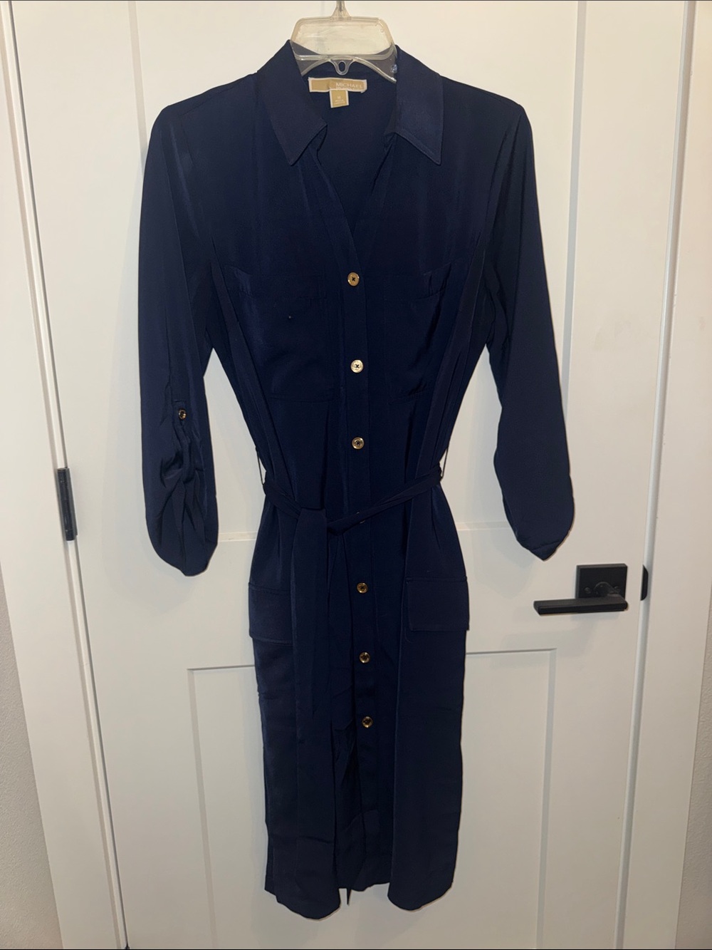 Michael Kora Navy Shirt Dress with Belt